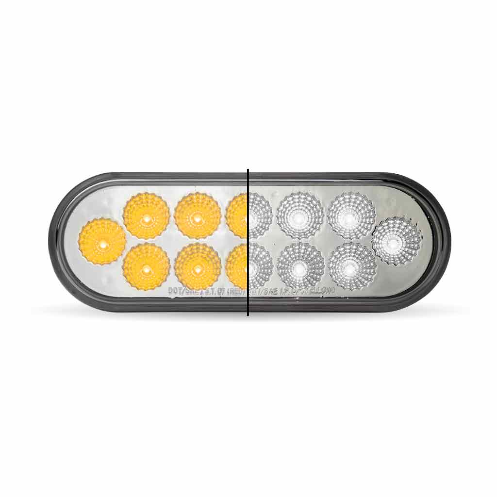 Dual Rev Oval Amber Turn Signal & Marker LED Light and White Back
