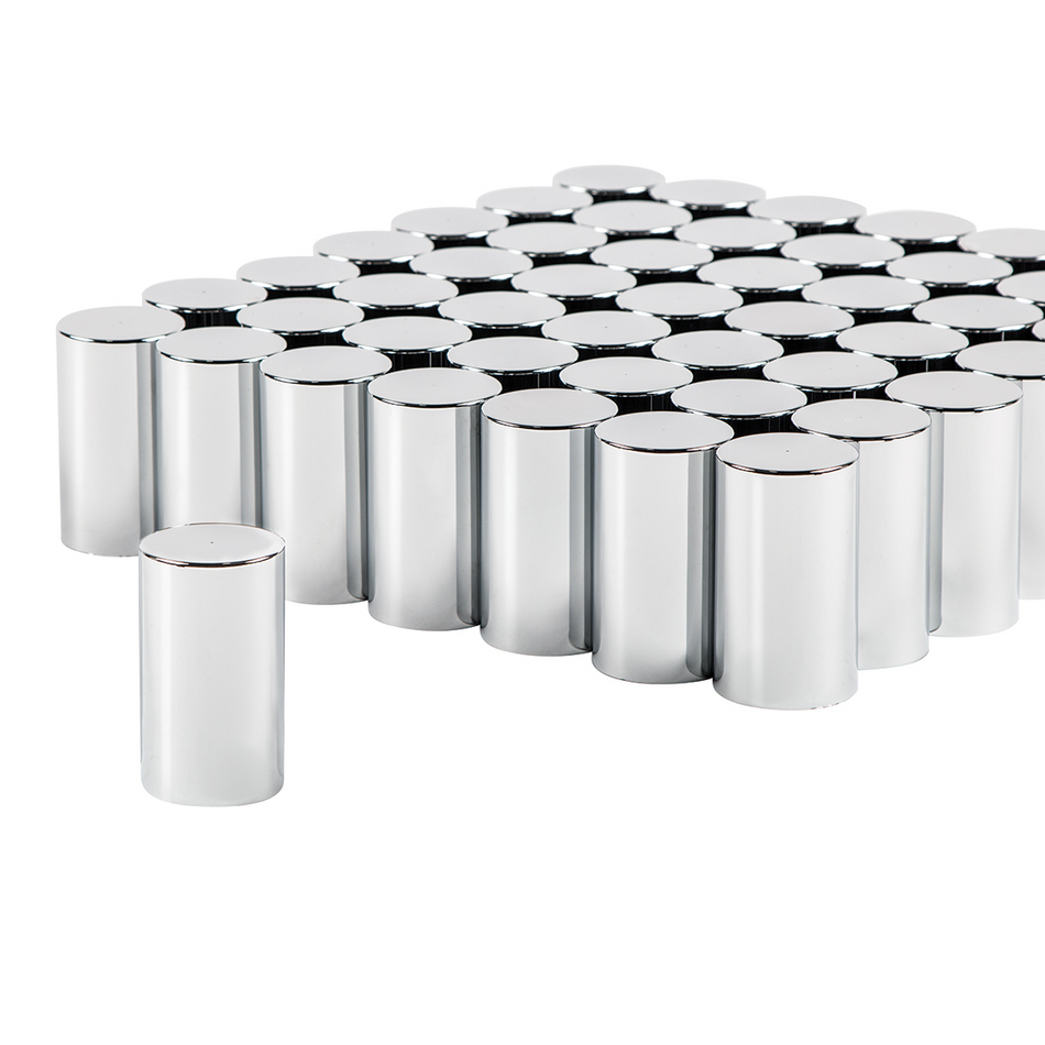 33mm x 3-1/2" Chrome Plastic Cylinder Nut Covers - Thread-On (Box of 60)