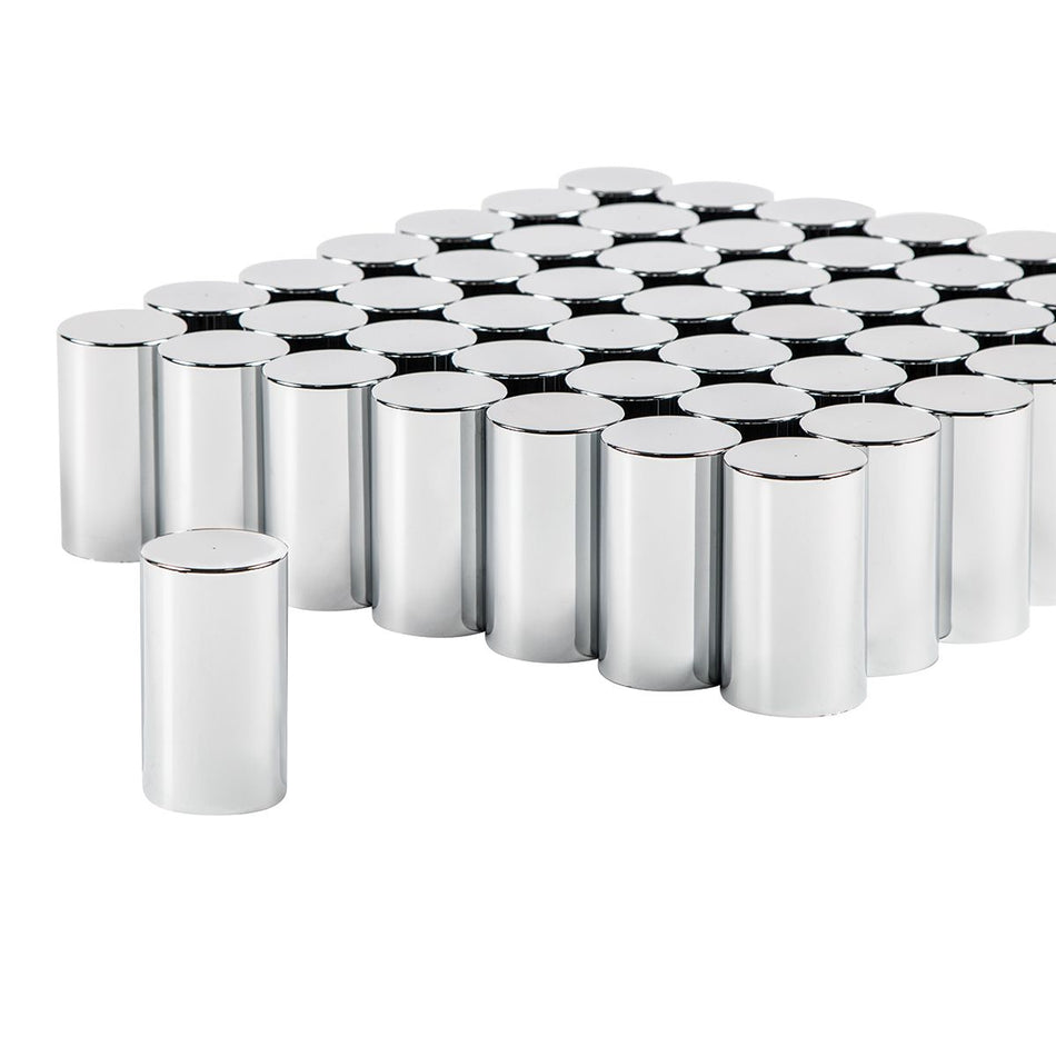 33mm x 3-1/2" Chrome Plastic Cylinder Nut Covers - Thread-On (60 Pack)