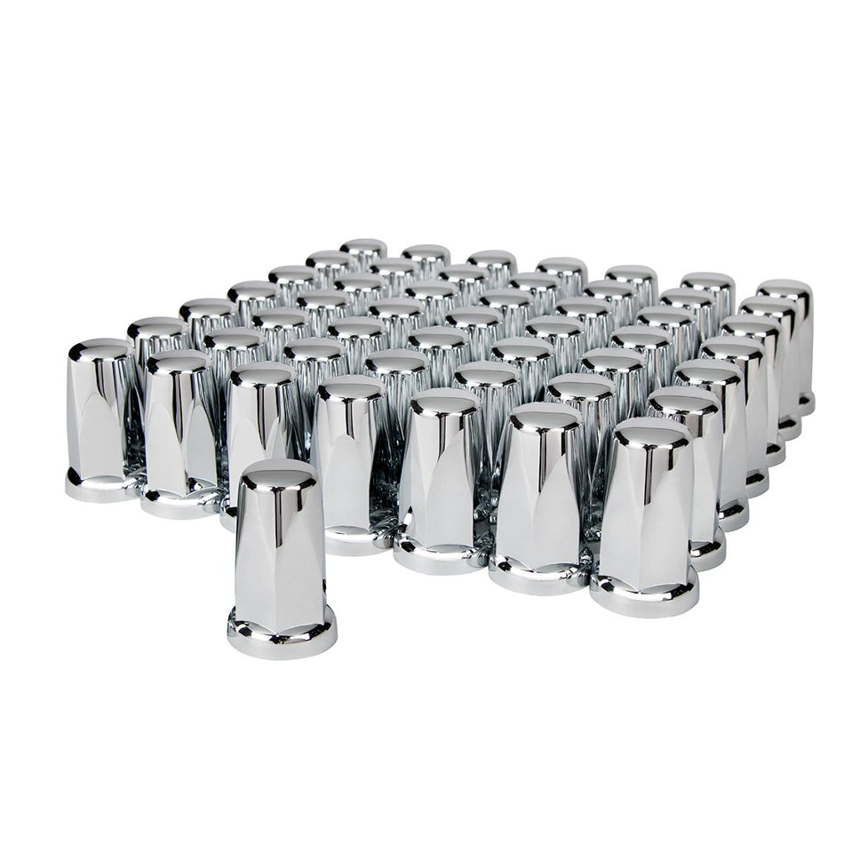 Chrome Plastic Tall Classic Nut Covers - Push-On (60-Pack)