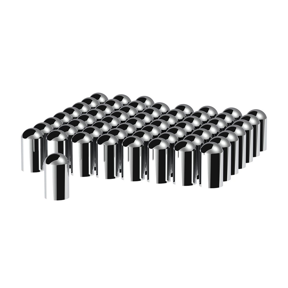 33mm X 3-3/4" Chrome Plastic Dome Nut Covers - Thread-On (60-Pack)