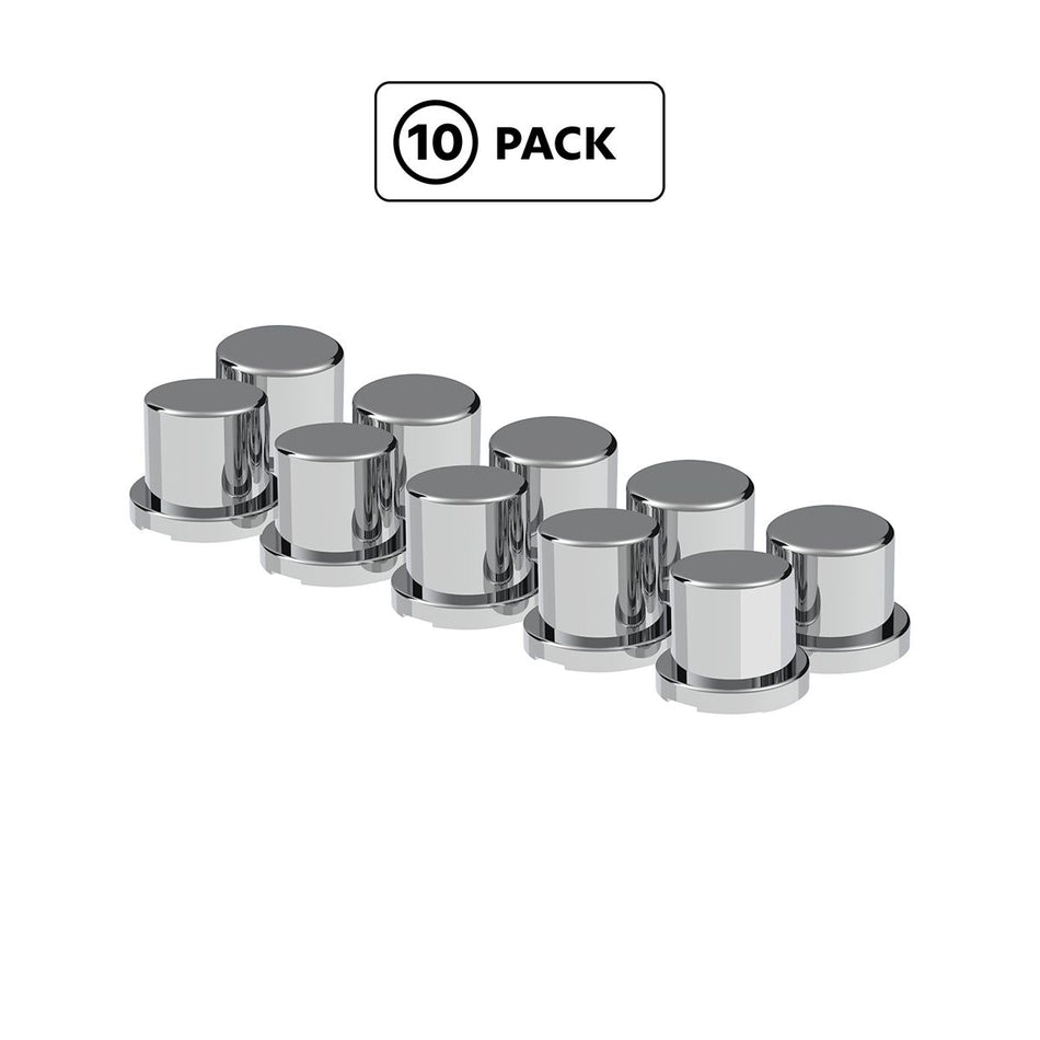 1/2" x 5/8" Chrome Plastic Flat Top Nut Covers - Push-On (10-Pack)