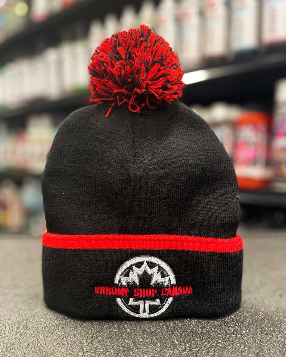 Chrome Shop Canada Black / Red Pom-Pom Beanie