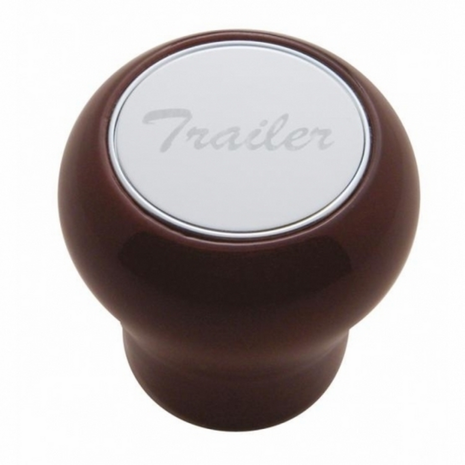 Wood Trailer Brake Knob - Stainless Plaque