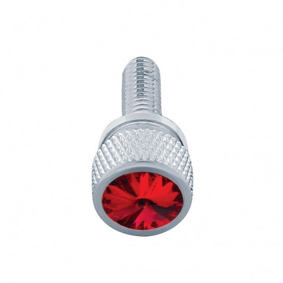 Short Chrome Dash Screw With Red Crystal (Kenworth)