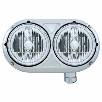 Passenger Side SS Double Round Headlight Assembly