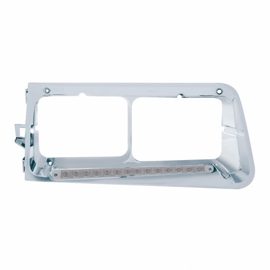 Headlight Bezel For 1989-2009 Freightliner FLD - Driver - Amber LED/Clear Lens
