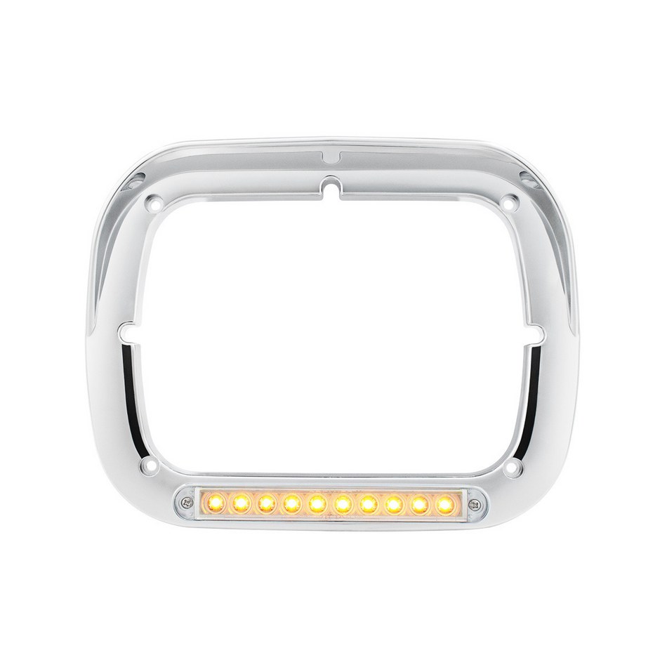 5" x 7" Headlight Bezel With Visor - Amber LED/Clear Lens