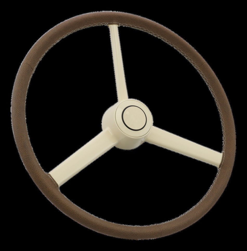 SCI Retro Brown Leather 20" Steering Wheel