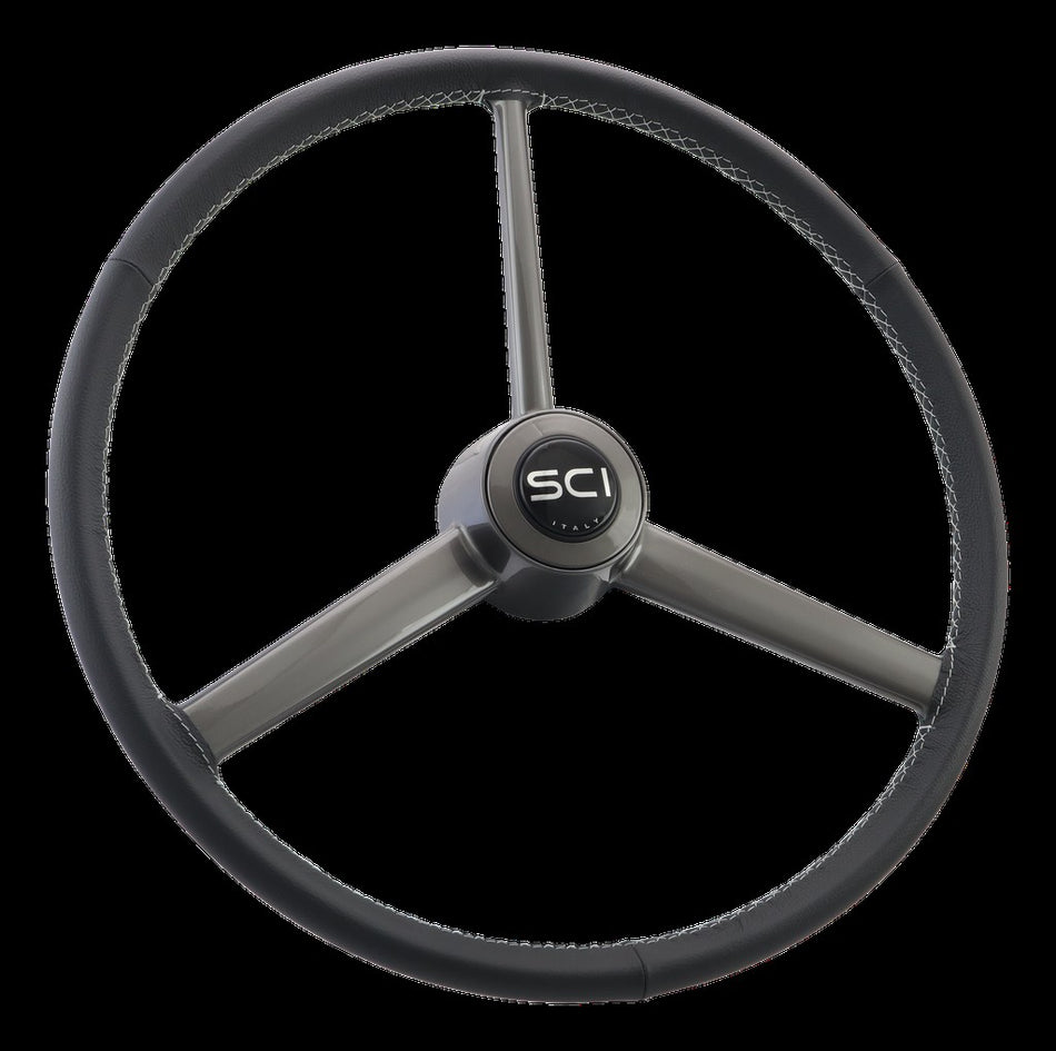SCI Retro Black Leather 20" Steering Wheel