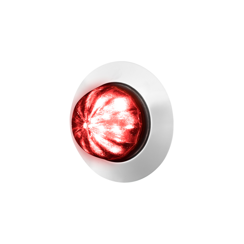 1-1/4" Watermelon Light With Stainless Steel Bezel - Red LED/Clear Lens