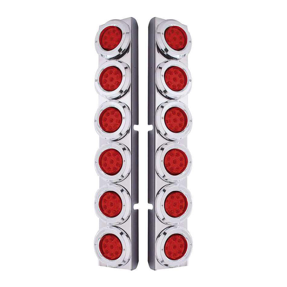 Rear Air Cleaner Bracket With 12X 9 LED 2" Reflector Lights & Bezels For Peterbilt-Red LED & Lens