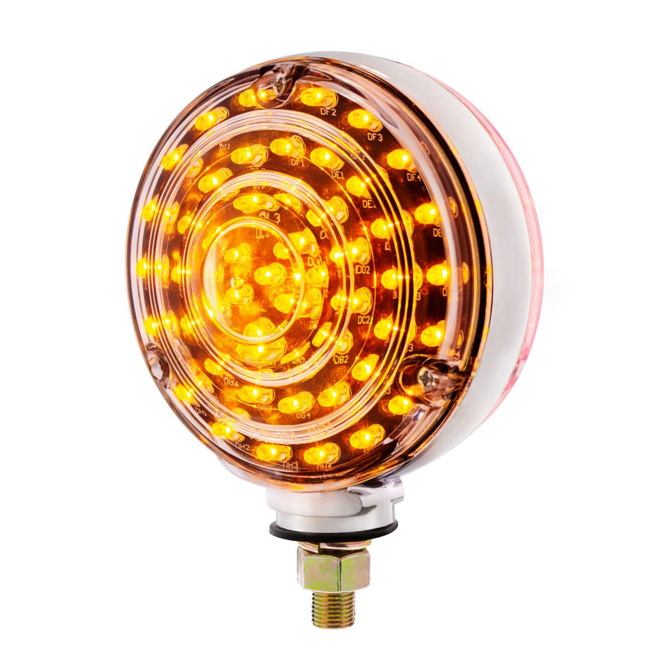 88 LED Single Stud Double Face Turn Signal Light - Amber & Red Clear Lens