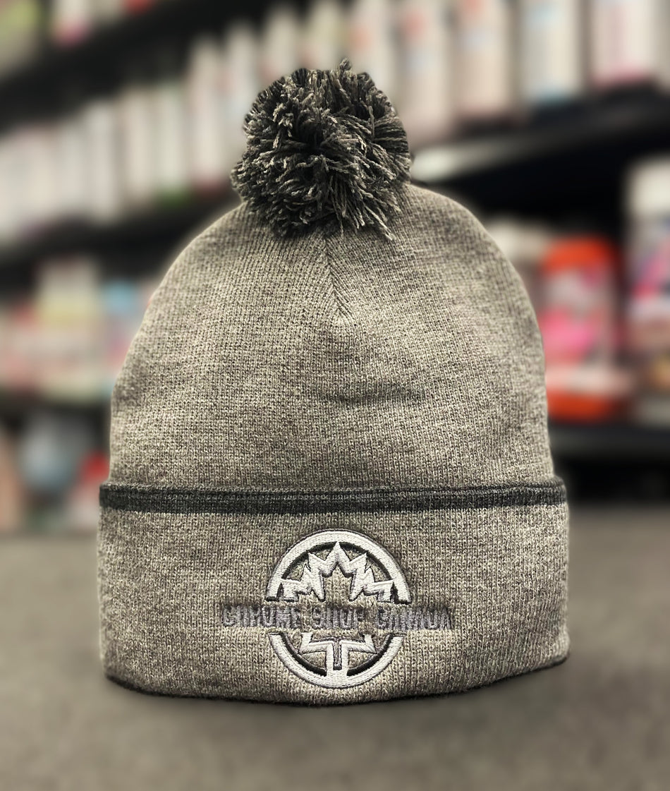 Chrome Shop Canada Grey Pom-Pom Beanie