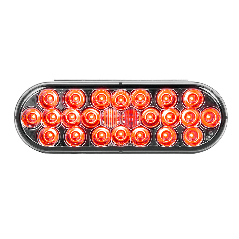 Oval Pearl Red / Smoke Lens LED