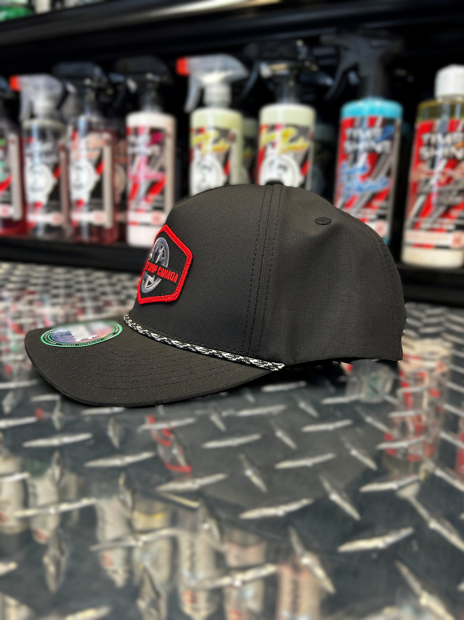 Performance Rope Patch Hat - Black With Black & White Rope