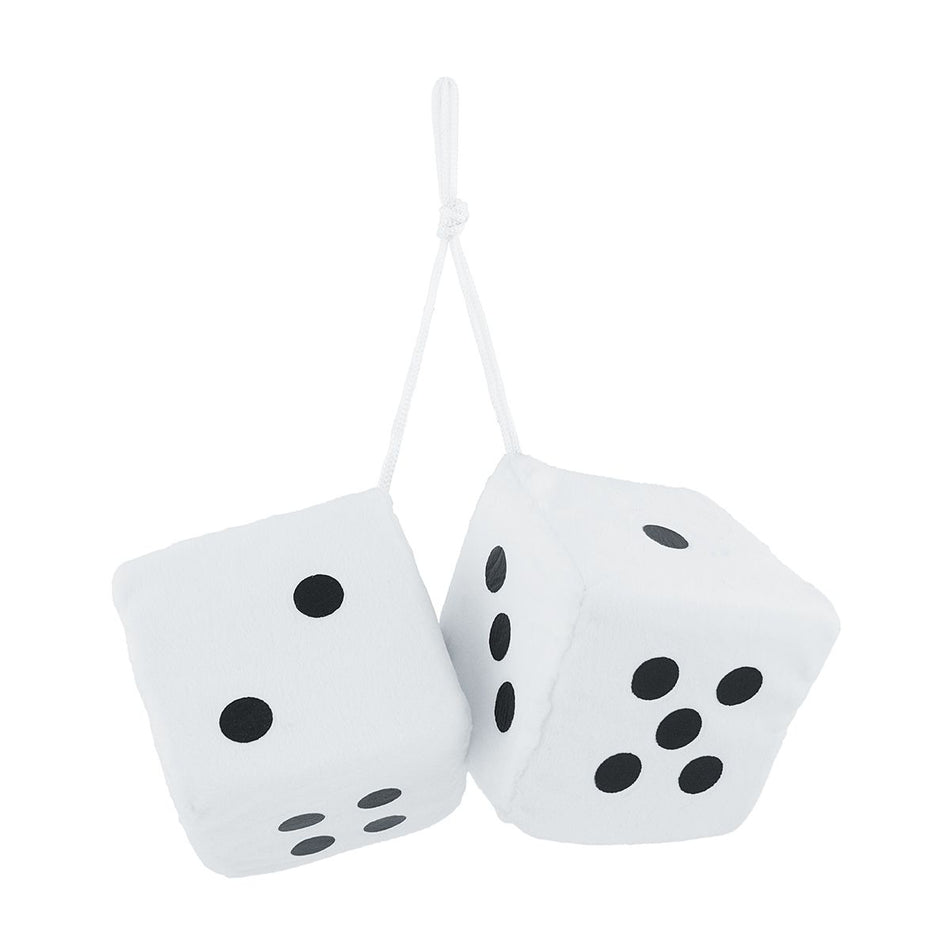 3" X 3" Classic Fuzzy Dice, White (Pair)