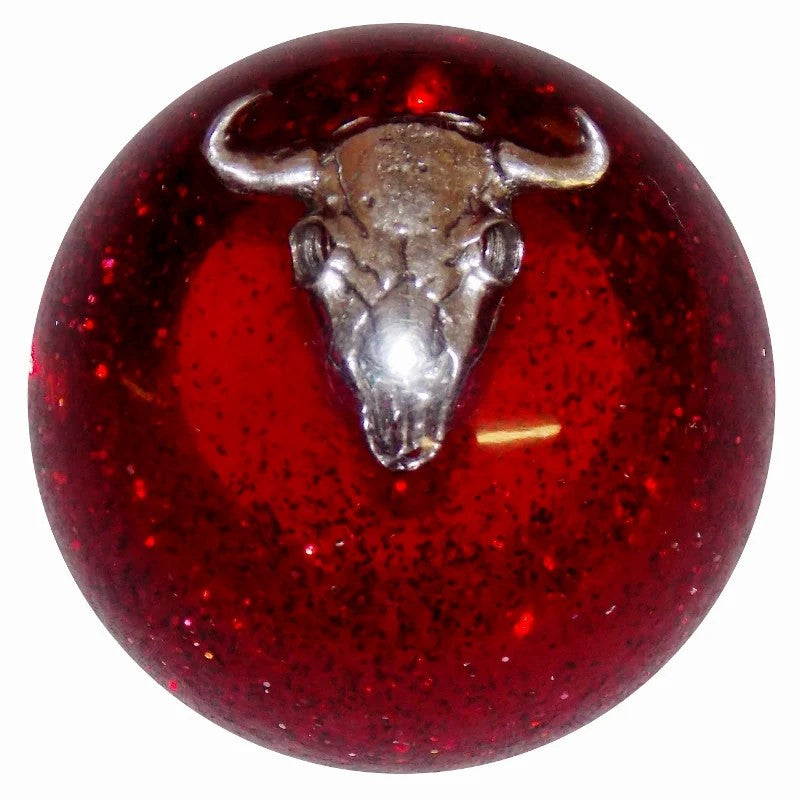 Red Glitter Cow Skull Brake Knob