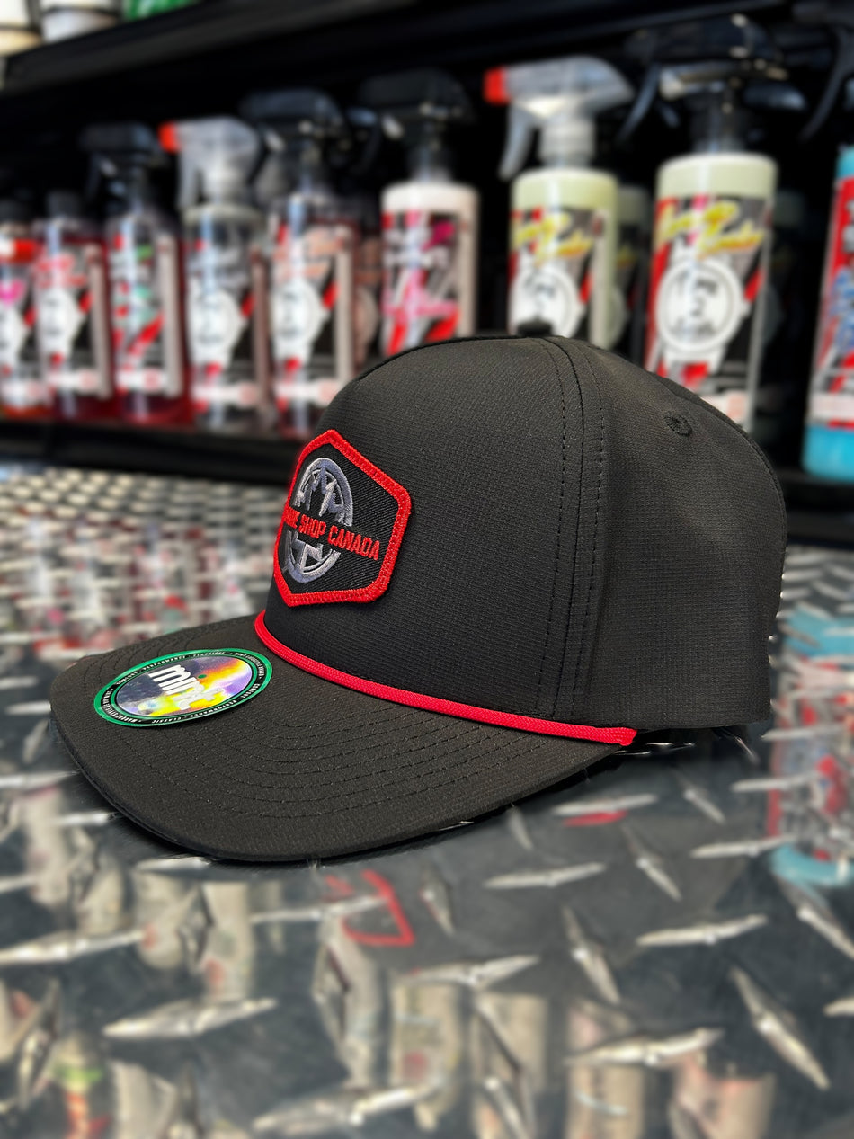 Performance Rope Patch Hat - Black With Red Rope