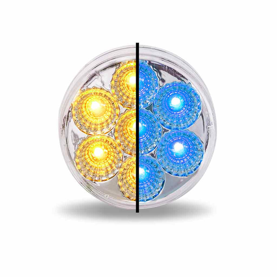 2" Round Dual Rev Amber to Blue LED