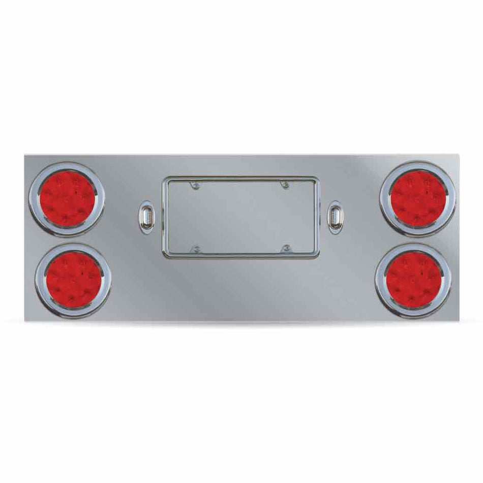 LED Rear Center Panel – 4″ LEDs (Red Lens) | Stainless Steel