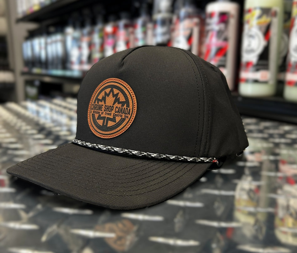 Performance Leather Patch Rope Hat - Black