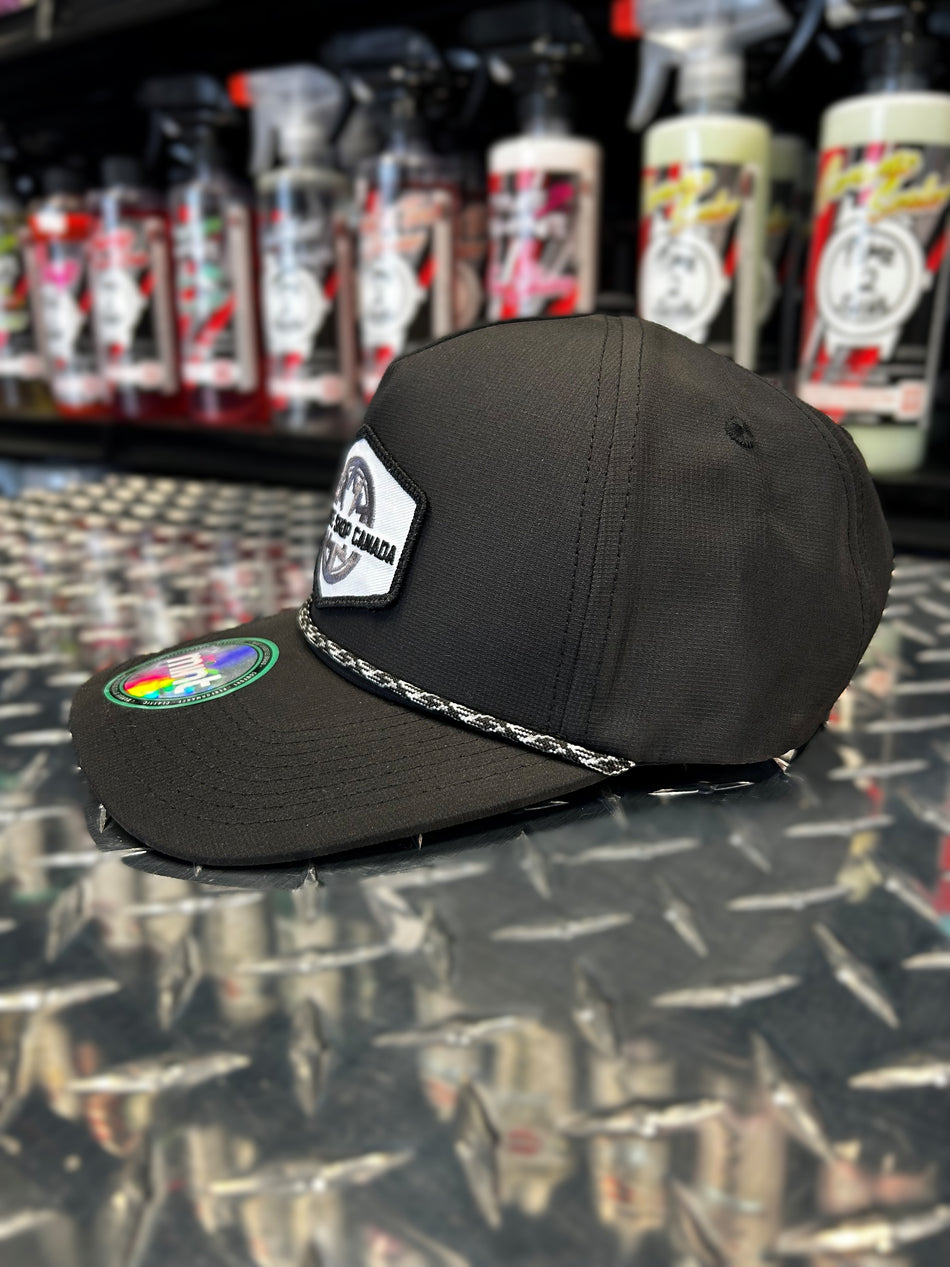 Performance Rope Patch Hat - Black With Black & White Rope