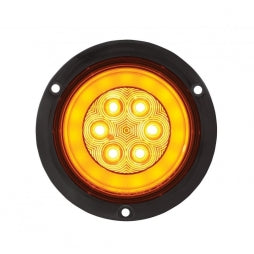 4" Round Amber Glo LED Light with Flange